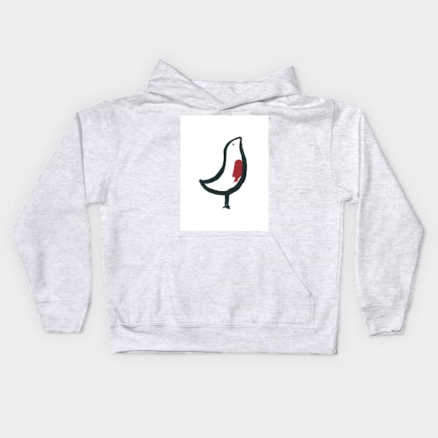 Little red-breasted bird Kids Hoodie by FJBourne